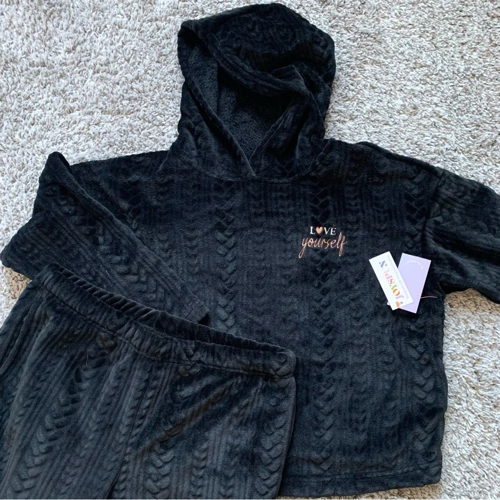 JOYSPUN Black Oversized Pjs Hoodie and Pants Set - Picture 2 of 3